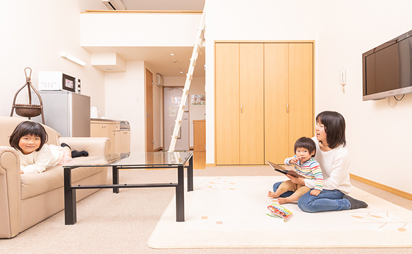チン付きのお部屋は、自宅のように快適にお過ごしいただけます。
また洗濯機付きのお部屋もありお子様連れには安心です。